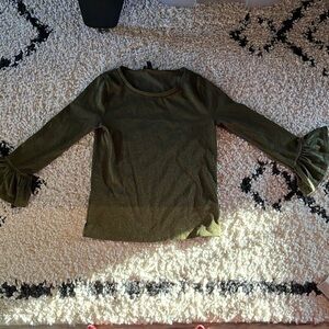 J crew womens 3/4 bell sleeve green top XS